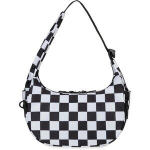 Women'S Checkered Crescent Shoulder Bag Nylon Small Purse Hobo Clutch